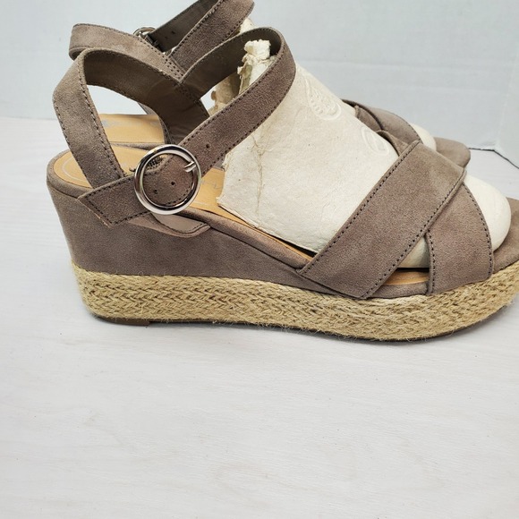 Big Buddha Taupe Espadrille Wedge Sandals Size 9 Platform Ankle Strap Boho Lagin - Picture 6 of 13